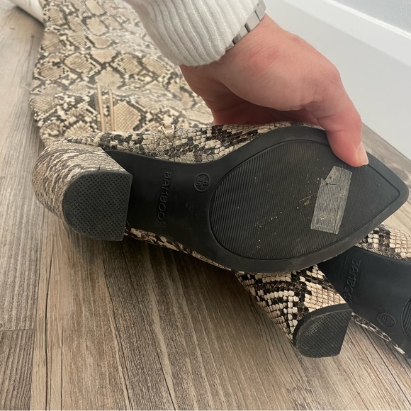 Bamboo High leg snakeskin boots / over the knee - Picture 5 of 6